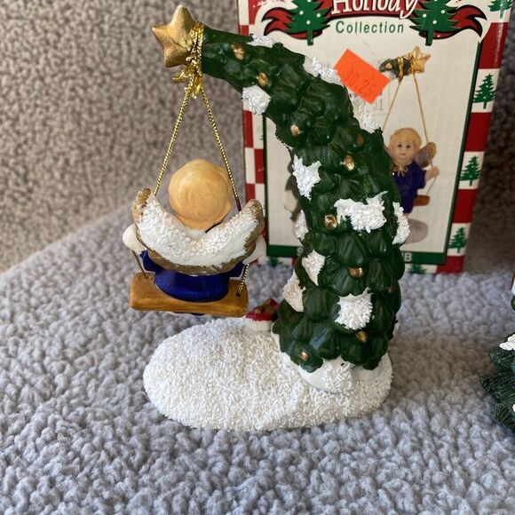 3 World Bazaars Holiday Collection Figurines Swinging Angel Cherub Holiday Tree - Picture 4 of 15